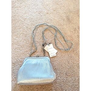 Sasha Handbags Inc. Metallic Silver Evening Clutch Kiss-Lock Bag